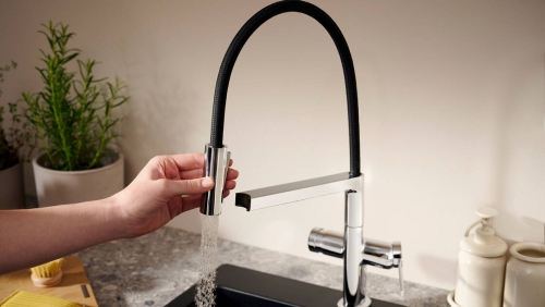 Hansgrohe Talis Select M54 PowderSpray egykaros konyhai csaptelep Semi-Pro, 3jet, szálcsiszolt fekete króm 72861340