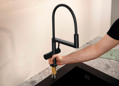 Hansgrohe Talis Select M54 PowderSpray egykaros konyhai csaptelep Semi-Pro, 3jet, szálcsiszolt fekete króm 72861340