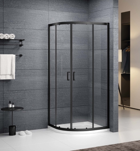 Roltechnik ALBIS BLACK 80x80 cm íves zuhanykabin tanszparent üveggel, matt fekete N0786