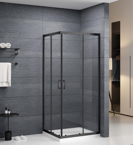 Roltechnik SUNDIS BLACK 80x80 cm szögletes zuhanykabin tanszparent üveggel, matt fekete N0788