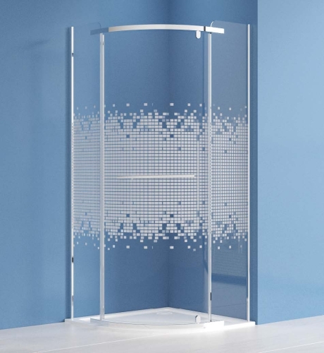 Roltechnik ARDIS 90x90 cm íves zuhanykabin mintás üveggel, króm N0799