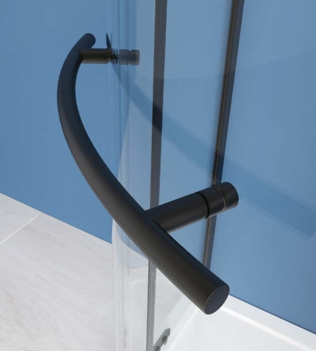 Roltechnik JANDIS 80x80 cm íves zuhanykabin transparent üveggel, matt fekete N0800 (AJÁNDÉK!)