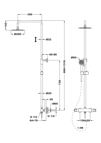 Strohm Teka Inca termosztátos zuhanyrendszer, króm 532780200 (K)