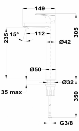 Strohm Teka Manacor XL Eco mosdó csaptelep, fekete 84311025N (K)