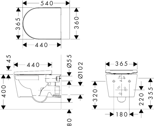 Hansgrohe EluPura Original S AquaChannel Flush fali WC SoftClose ülőkével, fehér 60288450