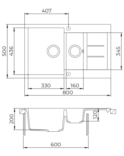 EVIDO Cubo 6S compact gránit mosogató 800x500 platina 442062