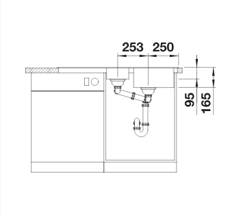 BLANCO LIVIT II 6S mosogatótálca, fényezettrozsdamentes acél, excenterrel, tartozékkal(526625 mos+217492 lef) 526625