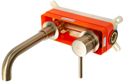 Rea Lungo fali mosdó csaptelep gold brush+ box, matt arany REA-B4109