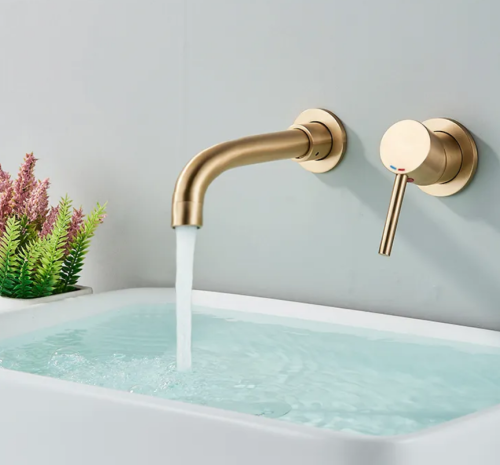 Rea Lungo fali mosdó csaptelep gold brush+ box, matt arany REA-B4109