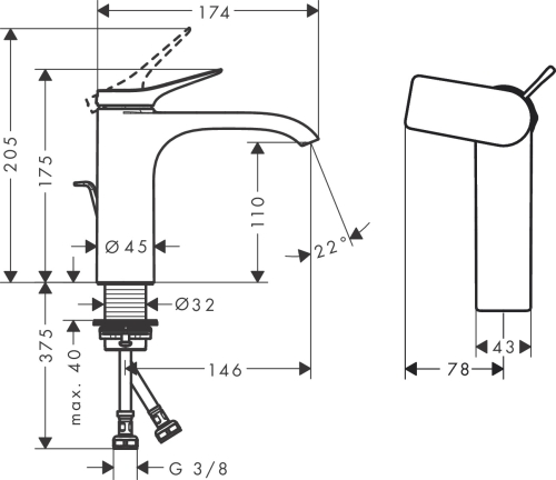 Hansgrohe Vivenis CoolStart Egykaros mosdócsaptelep 110 automata lefolyógarnitúrával, króm 75023000