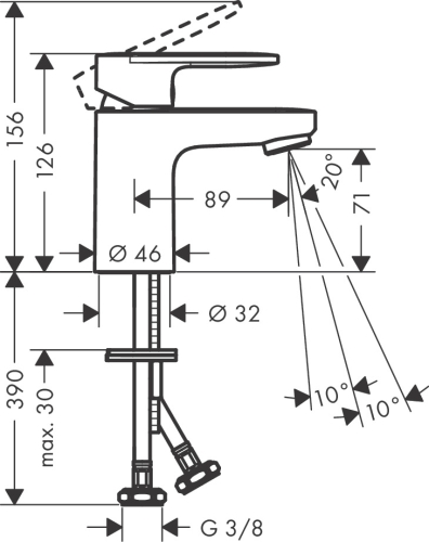 Hansgrohe Vernis Blend 70 CoolStart egykaros mosdócsaptelep push-open lefolyógarnitúrával, matt fekete 71598670