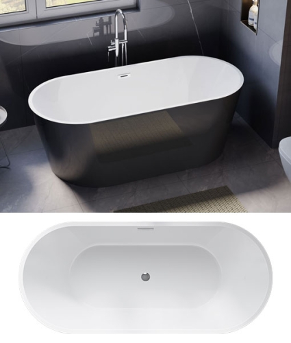 N-smart OXAN B&W 170×75 cm szabadonálló kád, fehér/fekete NSKSZ-OXA170-BW