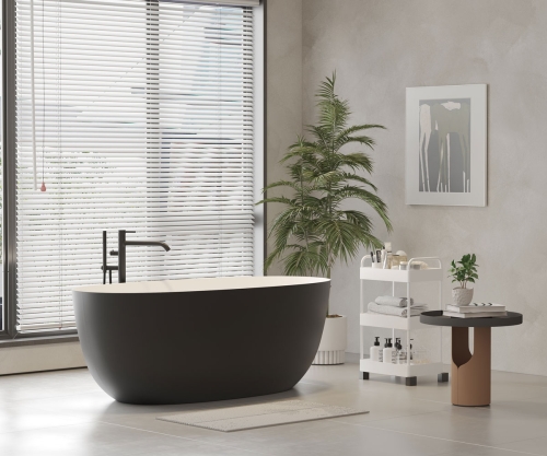 Niwell Zoe matt b&w 160×75 cm szabadonálló kád, matt fekete/fehér NW-KSZ-ZOE160-MBW