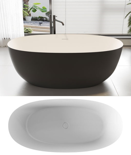 Niwell Zoe matt b&w 160×75 cm szabadonálló kád, matt fekete/fehér NW-KSZ-ZOE160-MBW