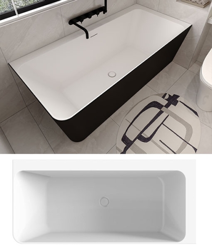 Niwell Ilda-R matt b&w 170×78 cm szabadonálló kád falhoz jobbos, matt fekete/fehér NW-KSZ-ILD-R170-MBW