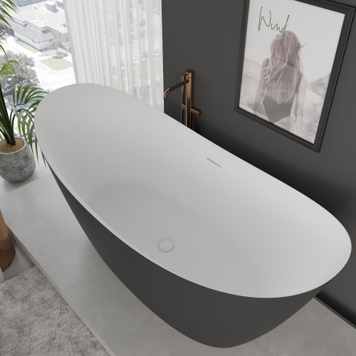 Niwell Lexie matt b&w 168×73 cm szabadonálló kád, matt fekete/fehér NW-KSZ-LEX168-MBW