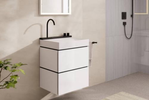 Hansgrohe Avalegra AquaUnit 580/475 mosdórendszer zuhanyvízsugárral, matt fekete 22472670