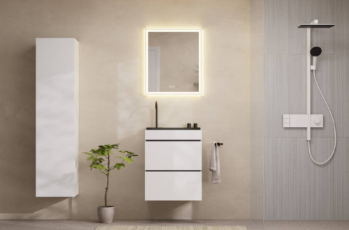 Hansgrohe Avalegra AquaUnit 580/475 mosdórendszer zuhanyvízsugárral, szálcsiszolt fekete króm 22472340