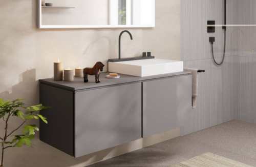 Hansgrohe Avalegra AquaUnit 580/475 mosdórendszer zuhanyvízsugárral, szálcsiszolt fekete króm 22472340