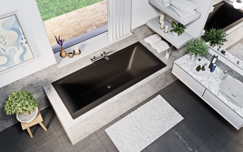 Niwell PETRA LUX Slim 170x80 egyenes kád, matt fekete WANW.SAD.170.080.BLS