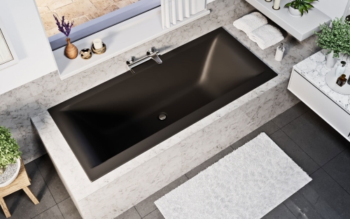 Niwell PETRA LUX Slim 170x80 egyenes kád, matt fekete WANW.SAD.170.080.BLS