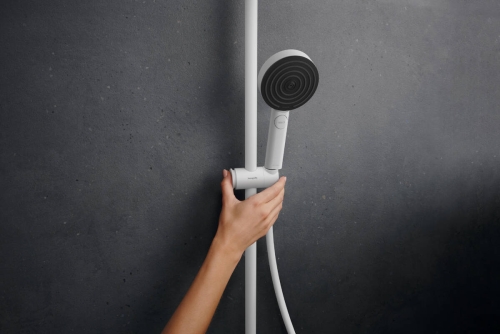 Hansgrohe Pulsify S Puro Showerpipe 260 Ecostat Fine termosztátos zuhanyrendszer, matt fehér 24236700