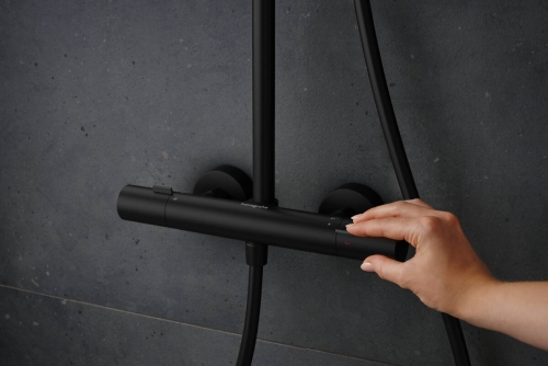 Hansgrohe Pulsify S Puro Showerpipe 260 Ecostat Fine termosztátos zuhanyrendszer, matt fekete 24236670