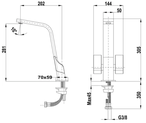 Teka ICT 915 Titanium kétkaros konyhai mosogató csaptelep 116030011