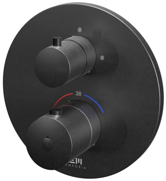 Emporia Rio termosztátos falsík alatti kád/zuhany csaptelep, 3-funkciós, szálcsiszolt gunmetál 01043BN