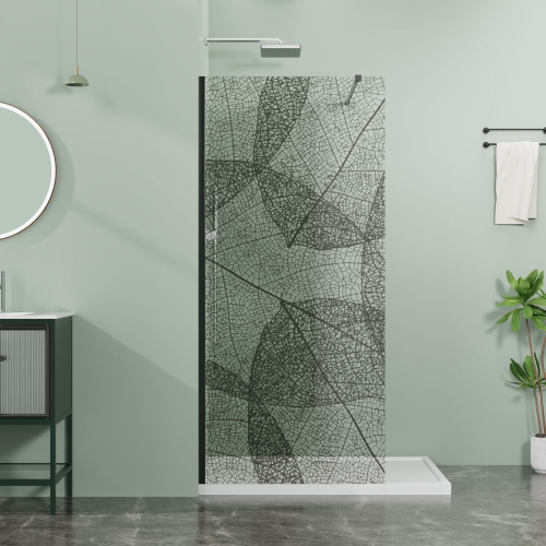 Niwell LETTI black walk-in zuhanyfal mintával, 90 cm NWWI-LETTB90