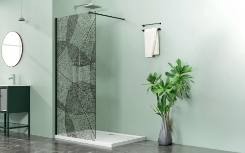 Niwell LETTI black walk-in zuhanyfal mintával, 120 cm NWWI-LETTB120