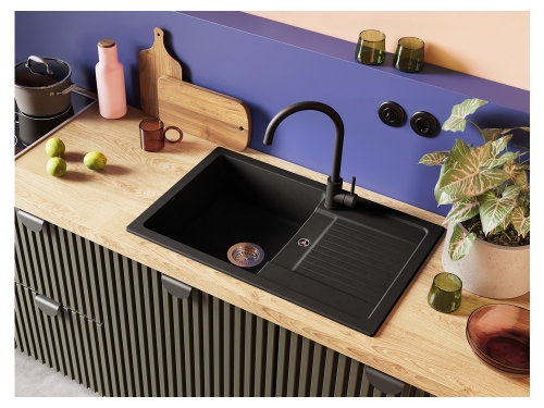 Schock Lima D-100S konyhai mosogatótálca Cristalite Nero 780 x 500 mm LIMD100SNERO