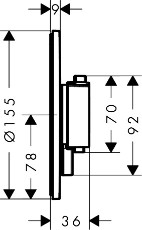 Hansgrohe Ecostat Comfort S 2 funkciós falsík alatti termosztát beépített biztonsági funkcióval, szálcsiszolt fekete króm 33718340