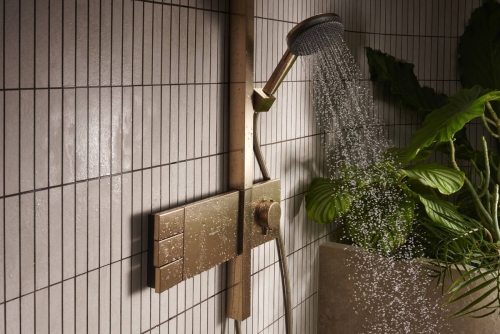 Hansgrohe Raindance Alive Q Showerpipe 210/340 2jet termosztátos zuhanyrendszer, szálcsiszolt bronz 24590140