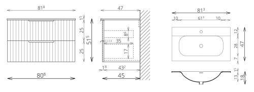 Tboss Zenna 80 alsószekrény kerámia mosdóval (több színben)