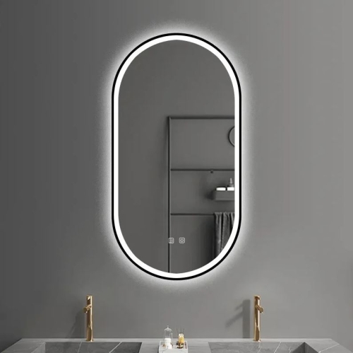 Rea OVL 50x100 cm tükör LED világítással, fekete HOM-02505