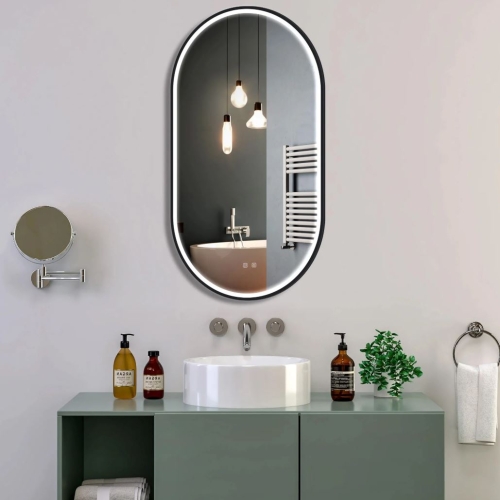 Rea OVL 50x100 cm tükör LED világítással, fekete HOM-02505