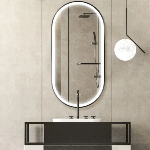 Rea OVL 50x100 cm tükör LED világítással, fekete HOM-02505