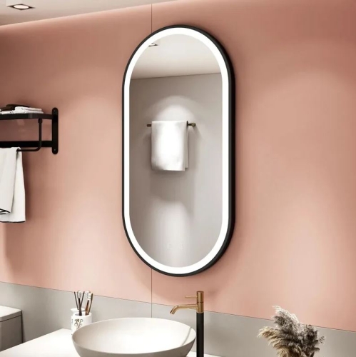 Rea OVL 50x100 cm tükör LED világítással, fekete HOM-02505