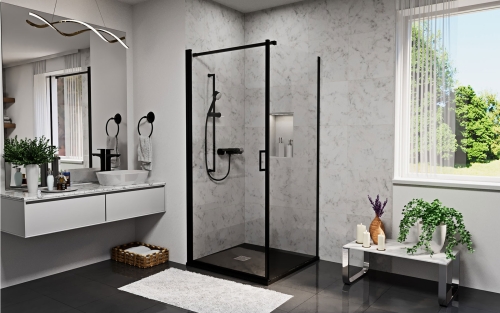 Niwell EMILY black zuhanykabin 80x80 cm NWZK-EMB8080