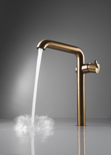 Deante SILIA íves magasított mosdó csaptelep, szálcsiszolt bronz BQS_C24K