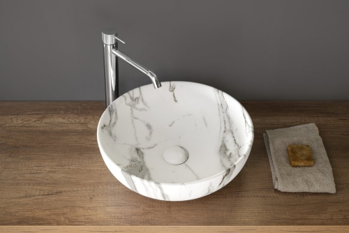 Sapho RONDANE 41 cm kerámiamosdó, bianco márvány AR435BC