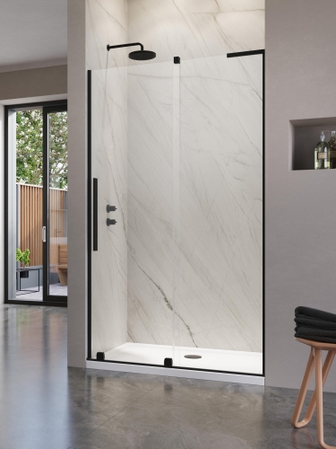 Radaway Furo SL Black DWJ 120 cm jobbos zuhanyajtó, matt fekete 10307622-54-01R, 10110580-01-01
