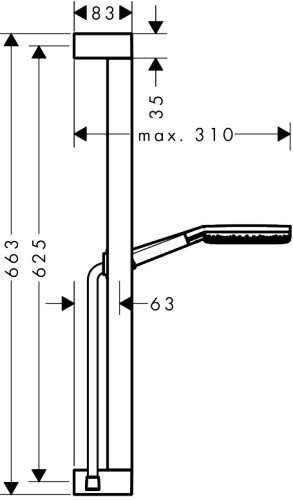 Hansgrohe Raindance Alive Select S EcoSmart 125 3jet kézizuhany 65 cm zuhanyrúddal, matt fekete 24600670