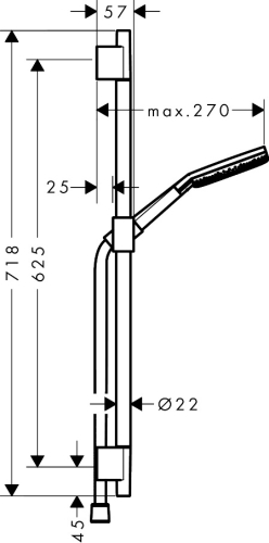 Hansgrohe Raindance Alive Select S EcoSmart 125 3jet kézizuhany 65 cm zuhanyrúddal, szálcsiszolt bronz 24602140