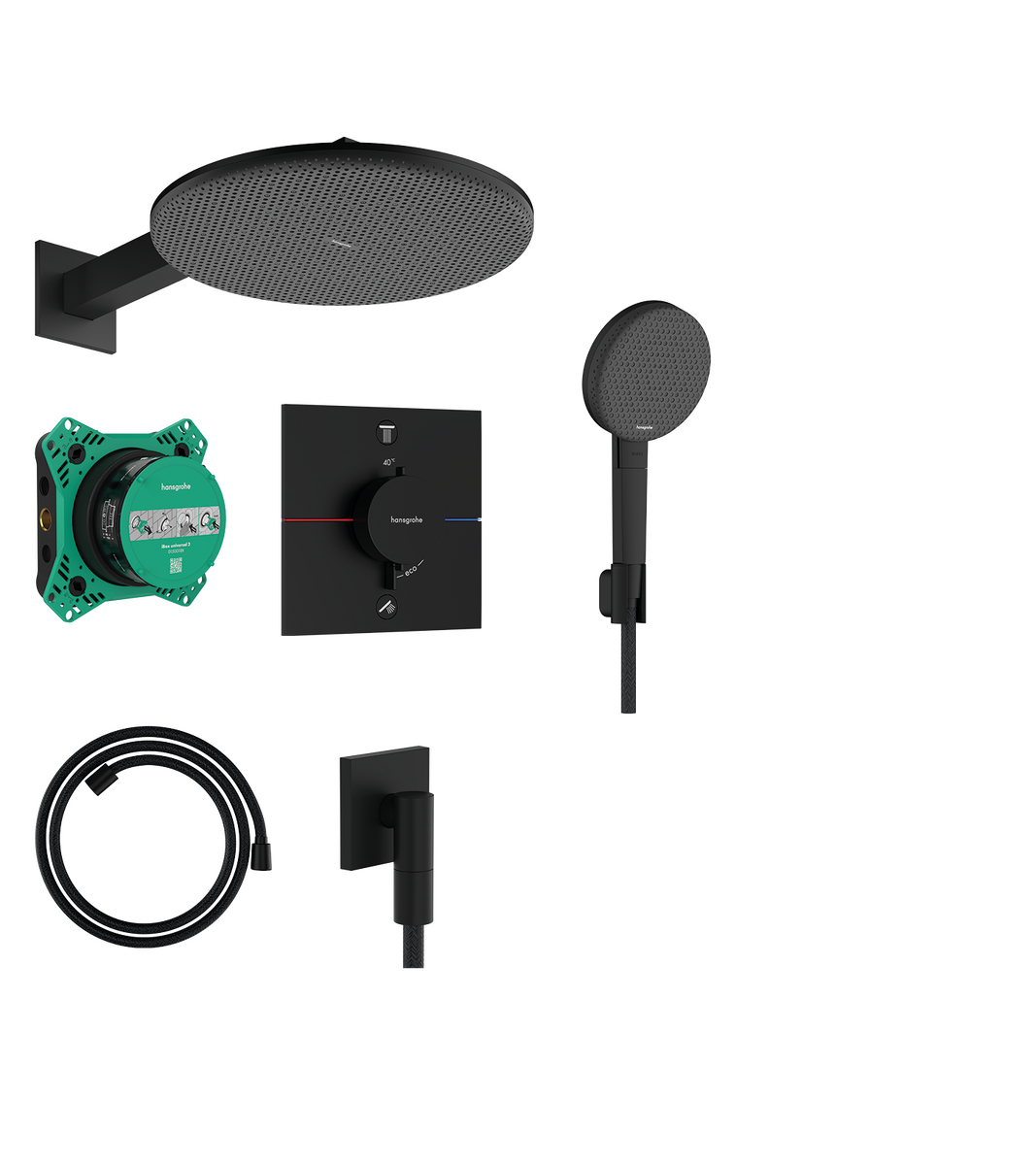 Hansgrohe Raindance Alive S 300 1jet termosztátos zuhanyszett, matt fekete 24630670