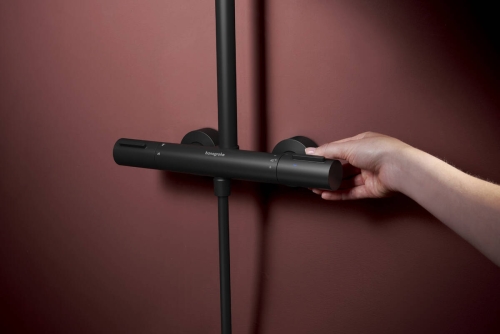 Hansgrohe Raindance Alive S Puro Showerpipe Ecostat Element 300 1jet termosztátos zuhanyrendszer, matt fekete 24593670