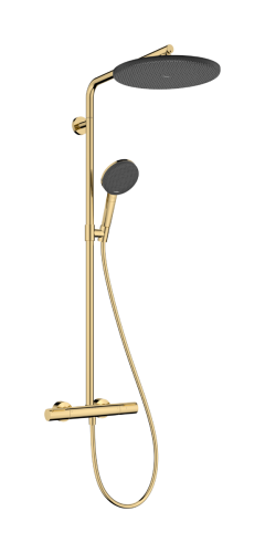 Hansgrohe Raindance Alive S Puro Showerpipe Ecostat Element 300 1jet termosztátos zuhanyrendszer, polírozott arany 24593990