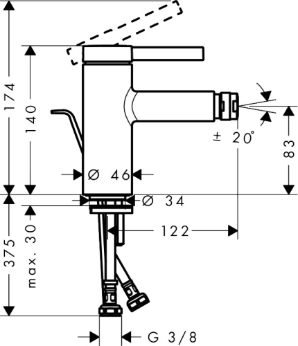 Hansgrohe Zesis S egykaros bidécsaptelep automata fém lefolyógarnitúrával, matt fekete 74201670