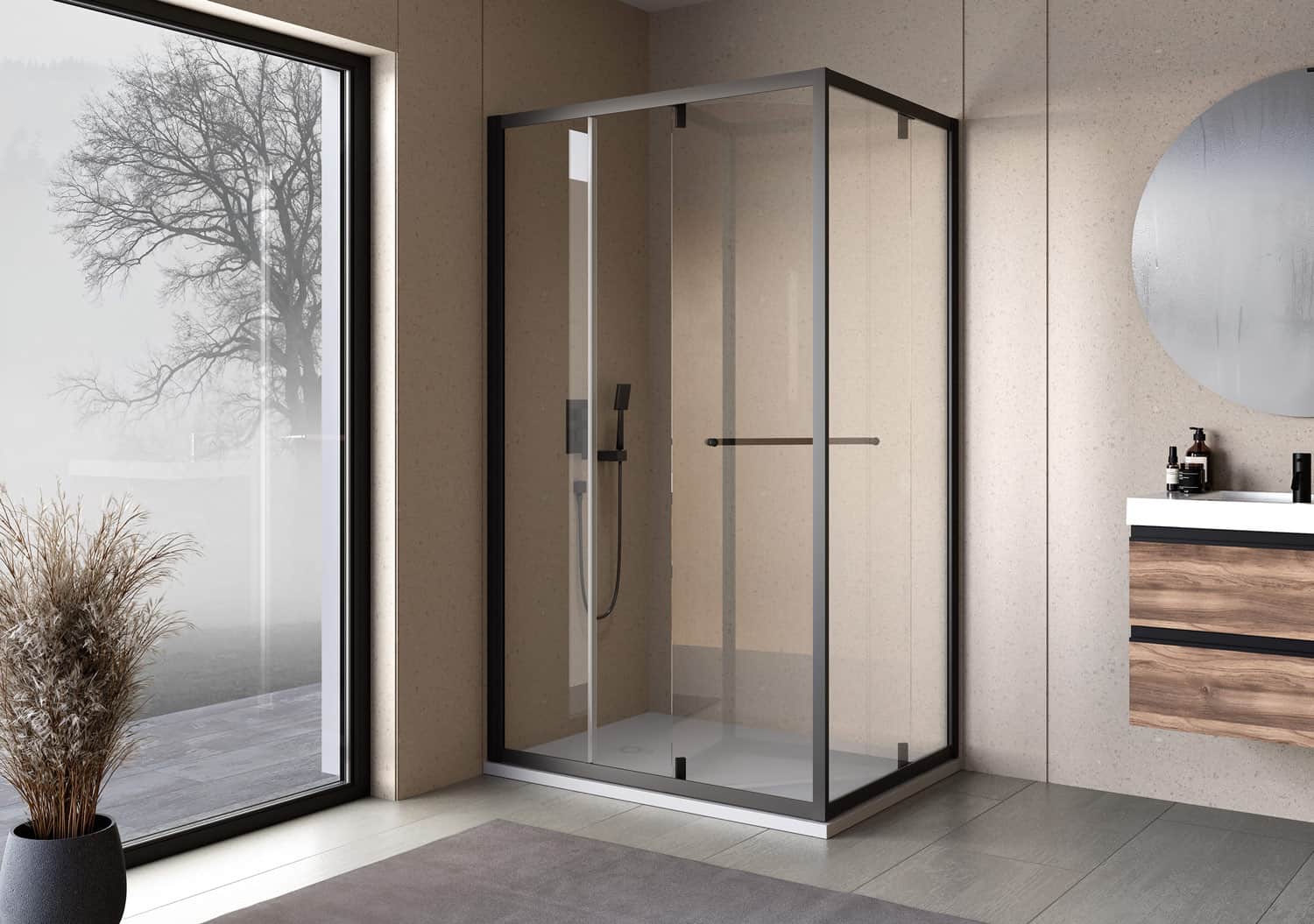 Kolpa-San Stellar UNI 120x80 cm zuhanykabin, matt fekete 518830